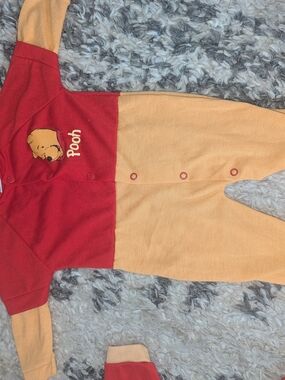 Winnie the Pooh Red & Yellow Baby One-Piece Romper